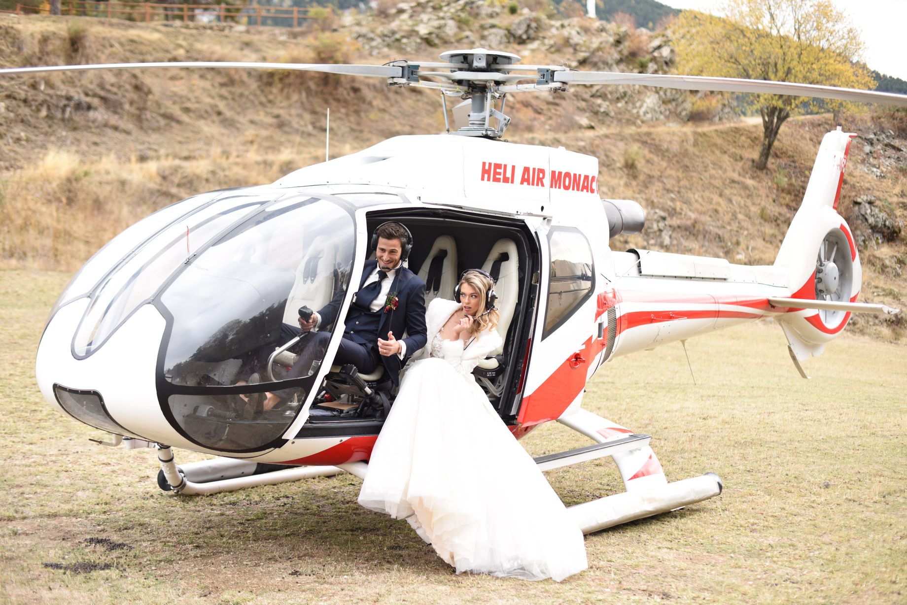 destination wedding mountains helicopter